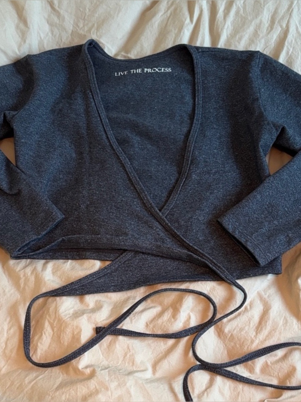 Live The Process Charcoal Wrap Top